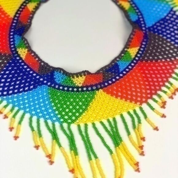 Colorful Handmade beaded collar necklace - Picture 3 of 4